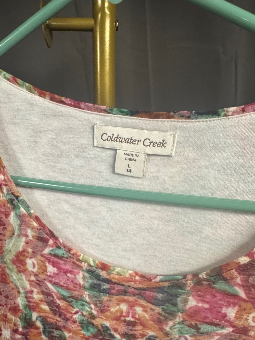 Coldwater Creek Multicolor Abstract Print Scoop Neck Top - Picture 2 of 4